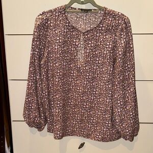 J. Crew Orange, Purple and Pink long Sleeve Relaxed Blouse